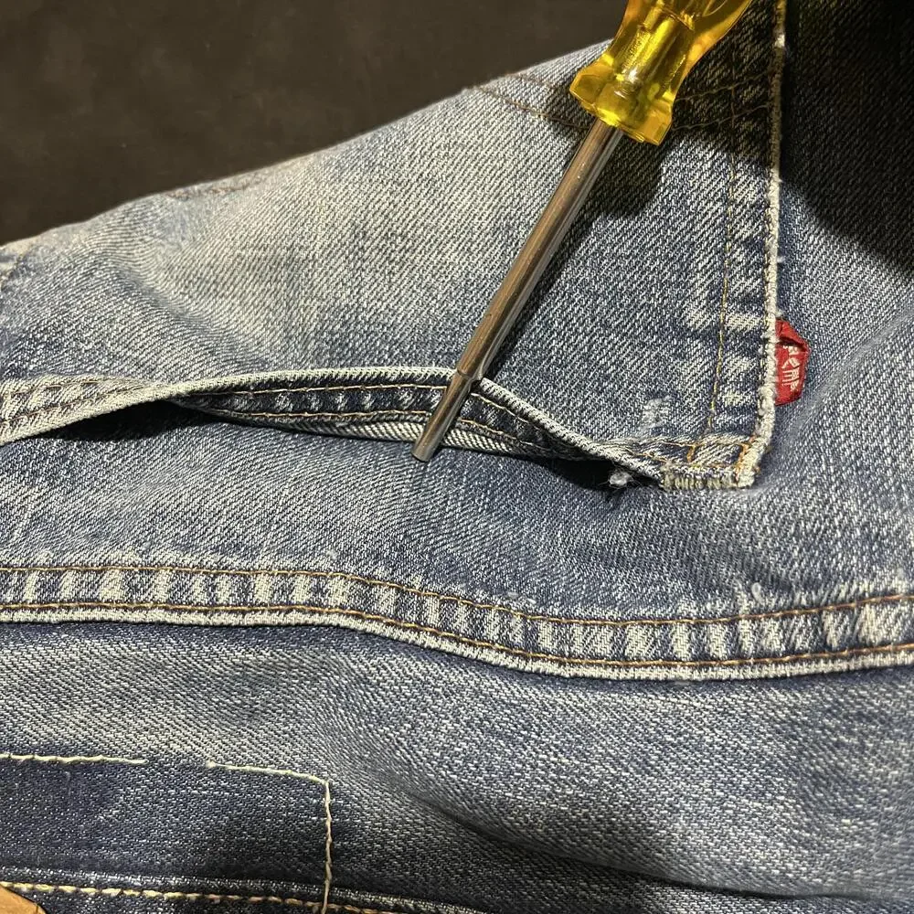 Levis Big E 1960s Single Stitch 505 Jeans 40in W 40x28 Blue Hem Zip Fly Talon 42